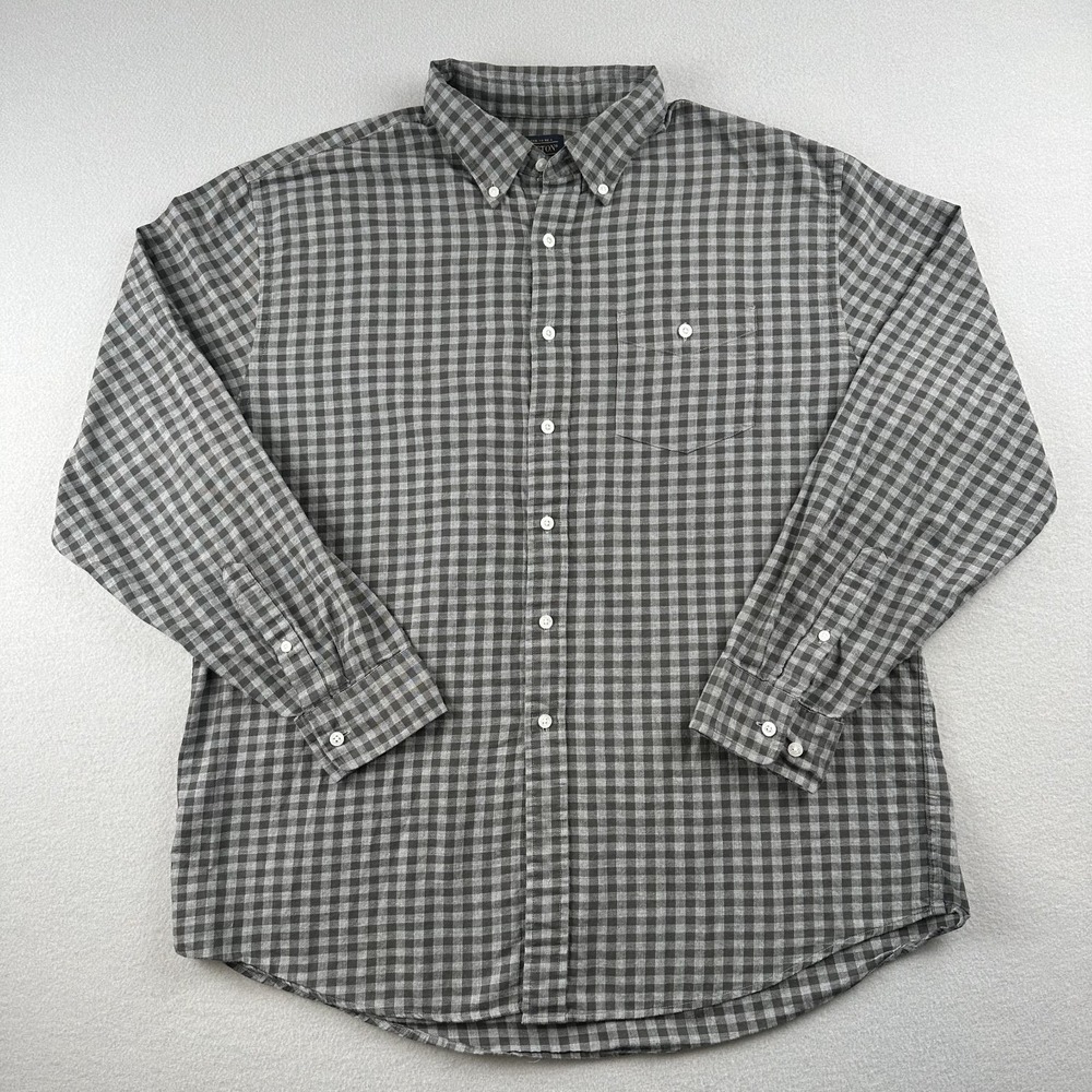 Pendleton Men's Gray Plaid Light Long Sleeve‎ Shirt Size XL Cotton Button Up